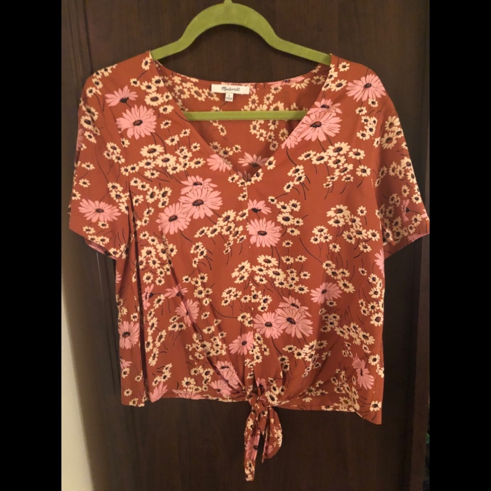 ⭐️Madewell - Daisie Tie-knot Tee in Rust